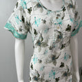 White Printed Rayon Nightgown Elegant with Lace