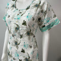 White Printed Rayon Nightgown Elegant with Lace