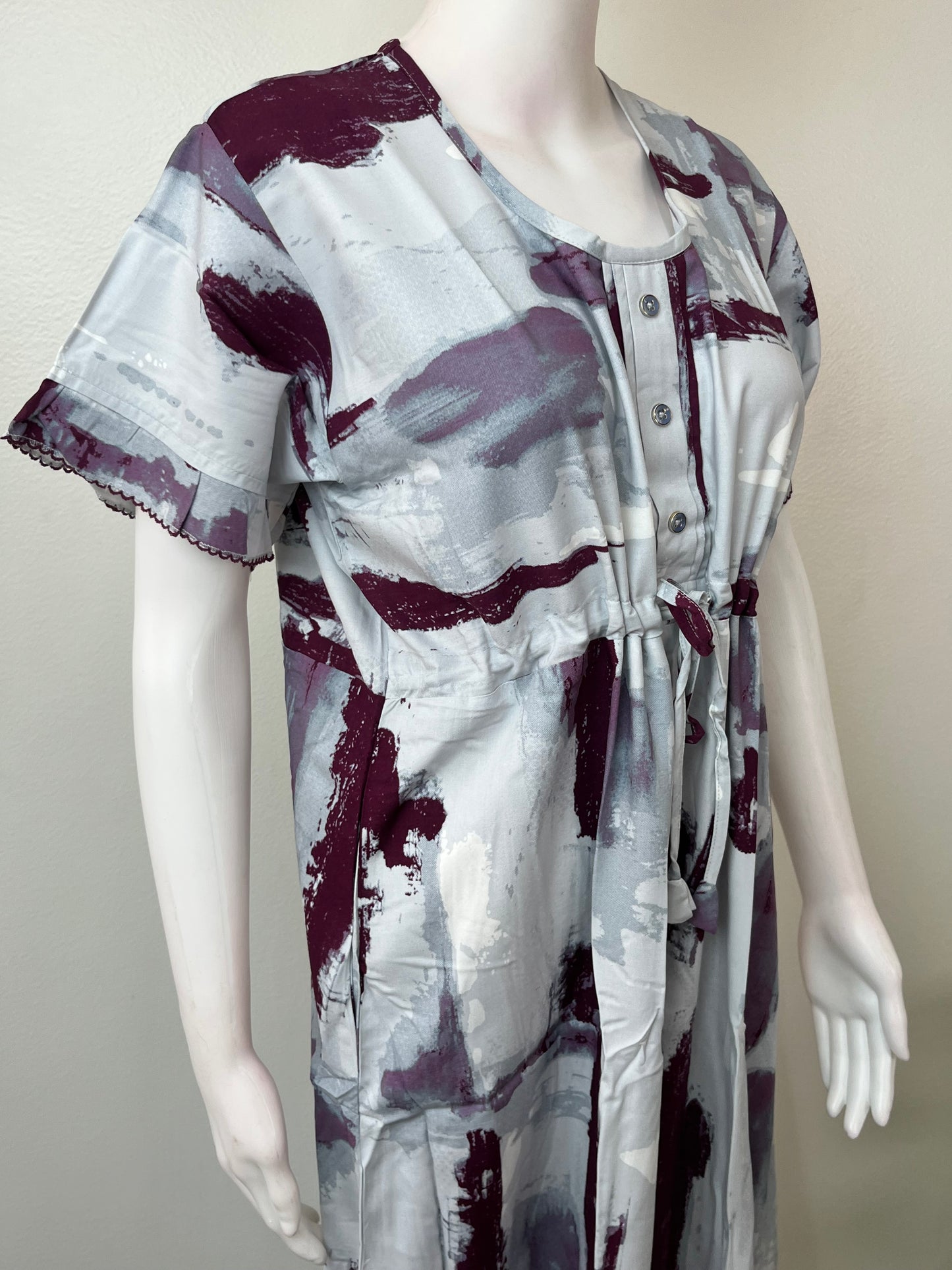 Gray Kaftan Style Rayon Fabric Nighty