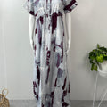 White Abstract Soft & Breathable Rayon Nightgown Perfect for All Seasons
