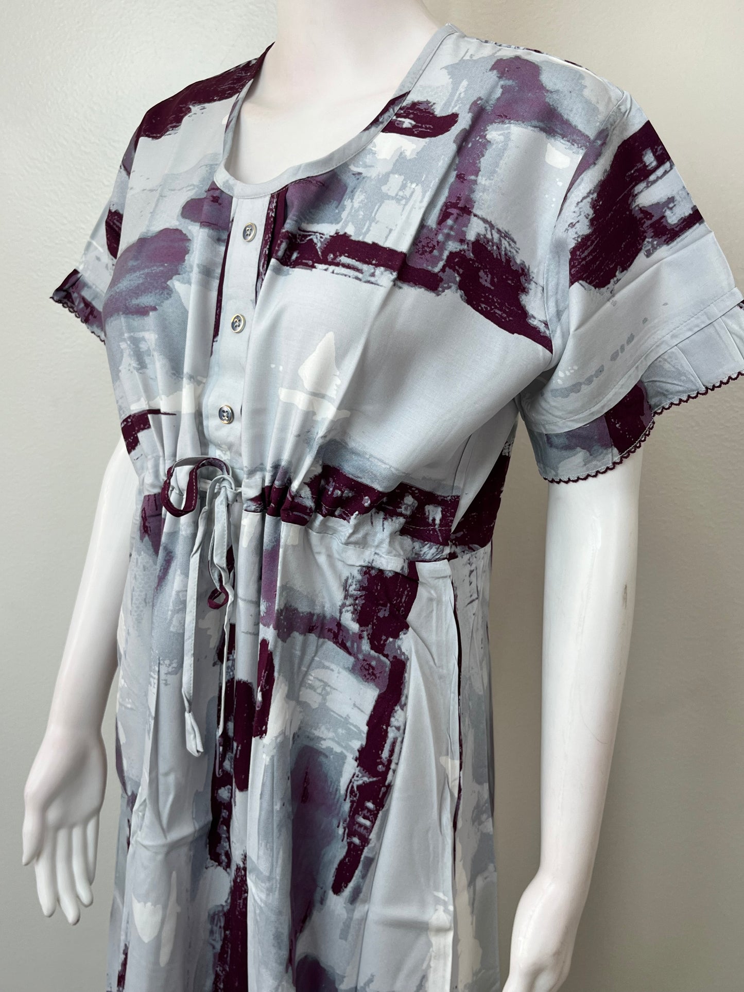 Gray Kaftan Style Rayon Fabric Nighty