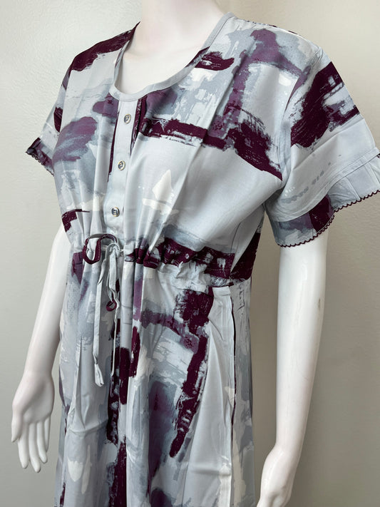 Gray Kaftan Style Rayon Fabric Nighty