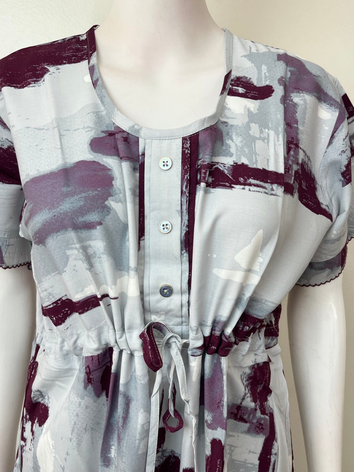 Gray Kaftan Style Rayon Fabric Nighty