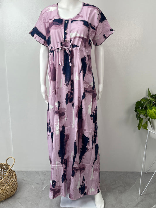 Pink Rayon Fabric Nighty Silky Texture