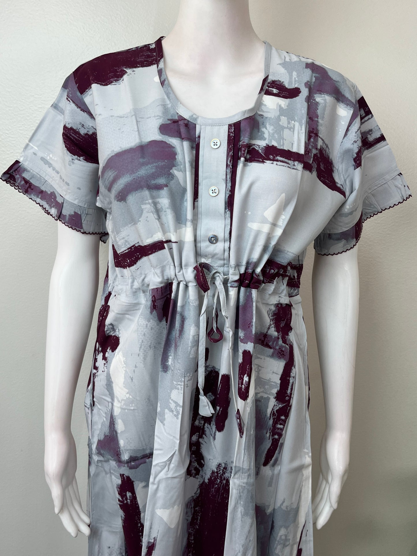 Gray Kaftan Style Rayon Fabric Nighty