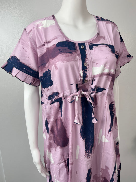 Pink Rayon Fabric Nighty Silky Texture
