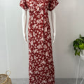Red Printed Rayon Nightgown for Women