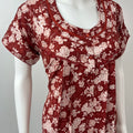 Red Printed Rayon Nightgown for Women