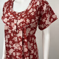 Red Printed Rayon Nightgown for Women