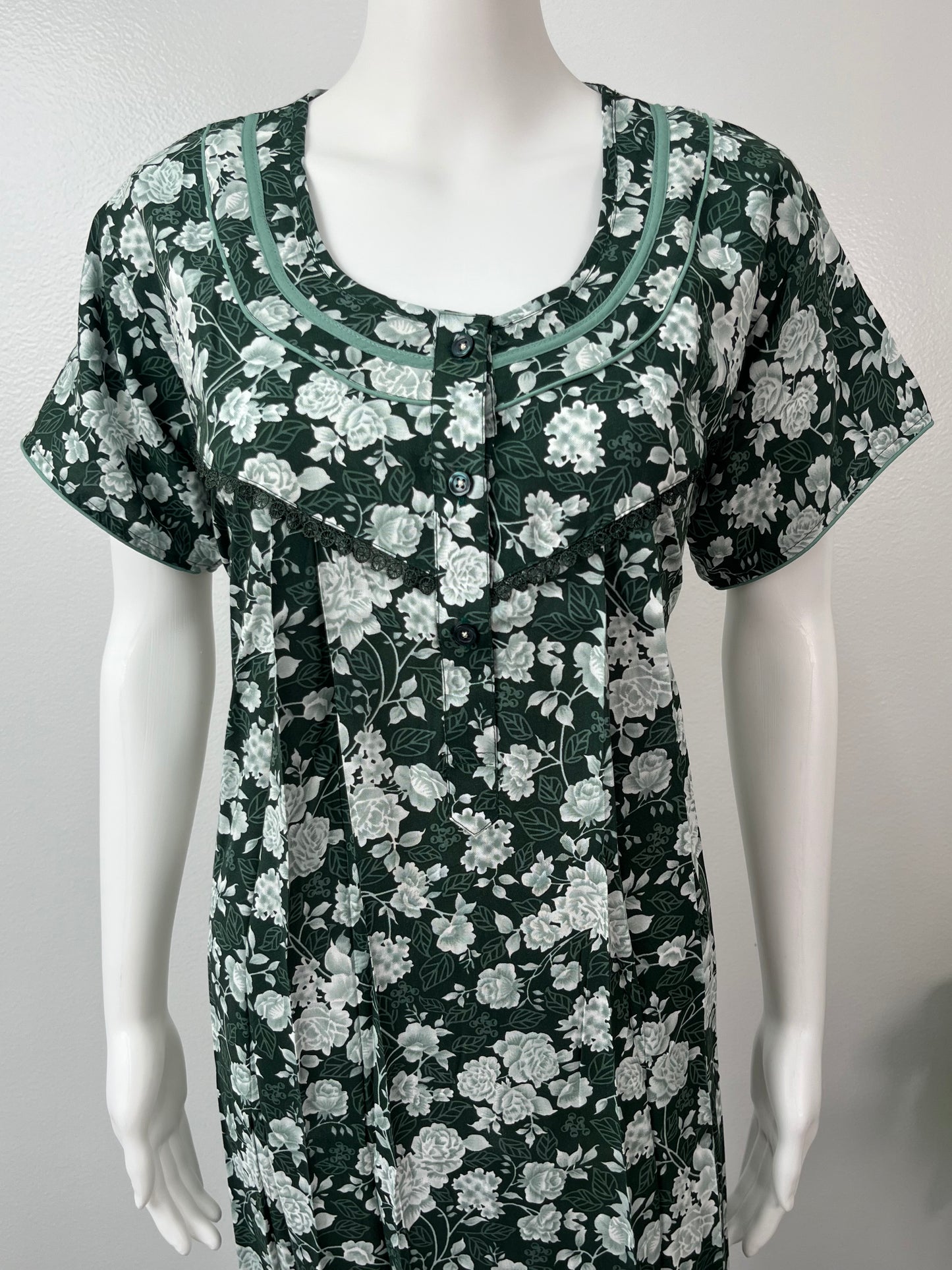 Bottle Green Rayon Nighty Soft Elegant