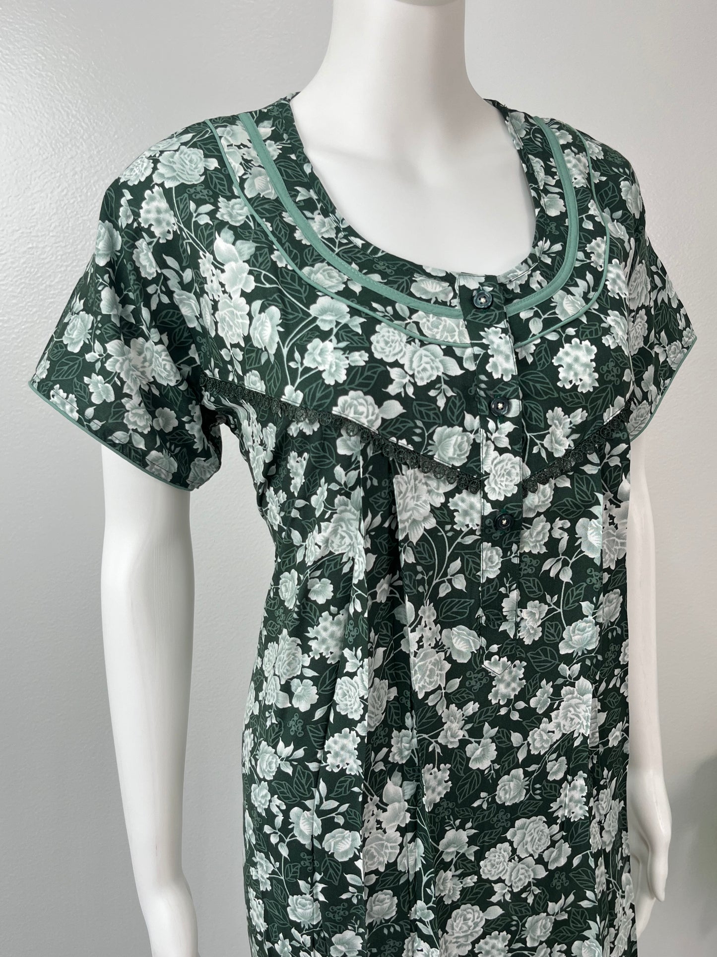 Bottle Green Rayon Nighty Soft Elegant