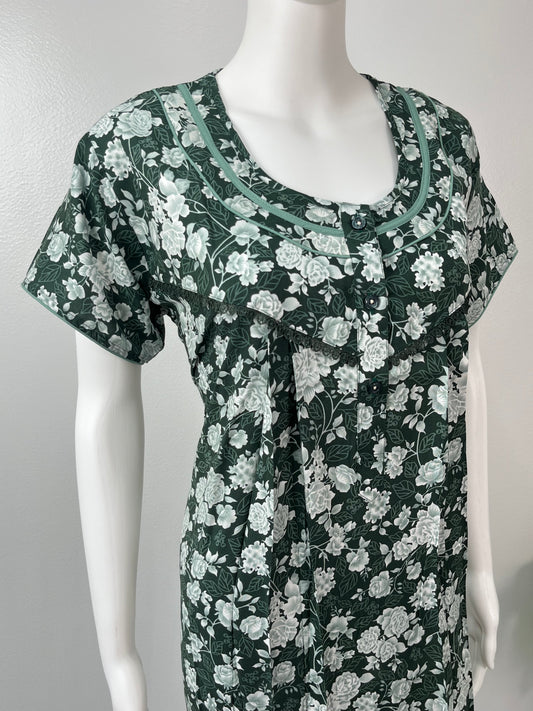 Bottle Green Rayon Nighty Soft Elegant