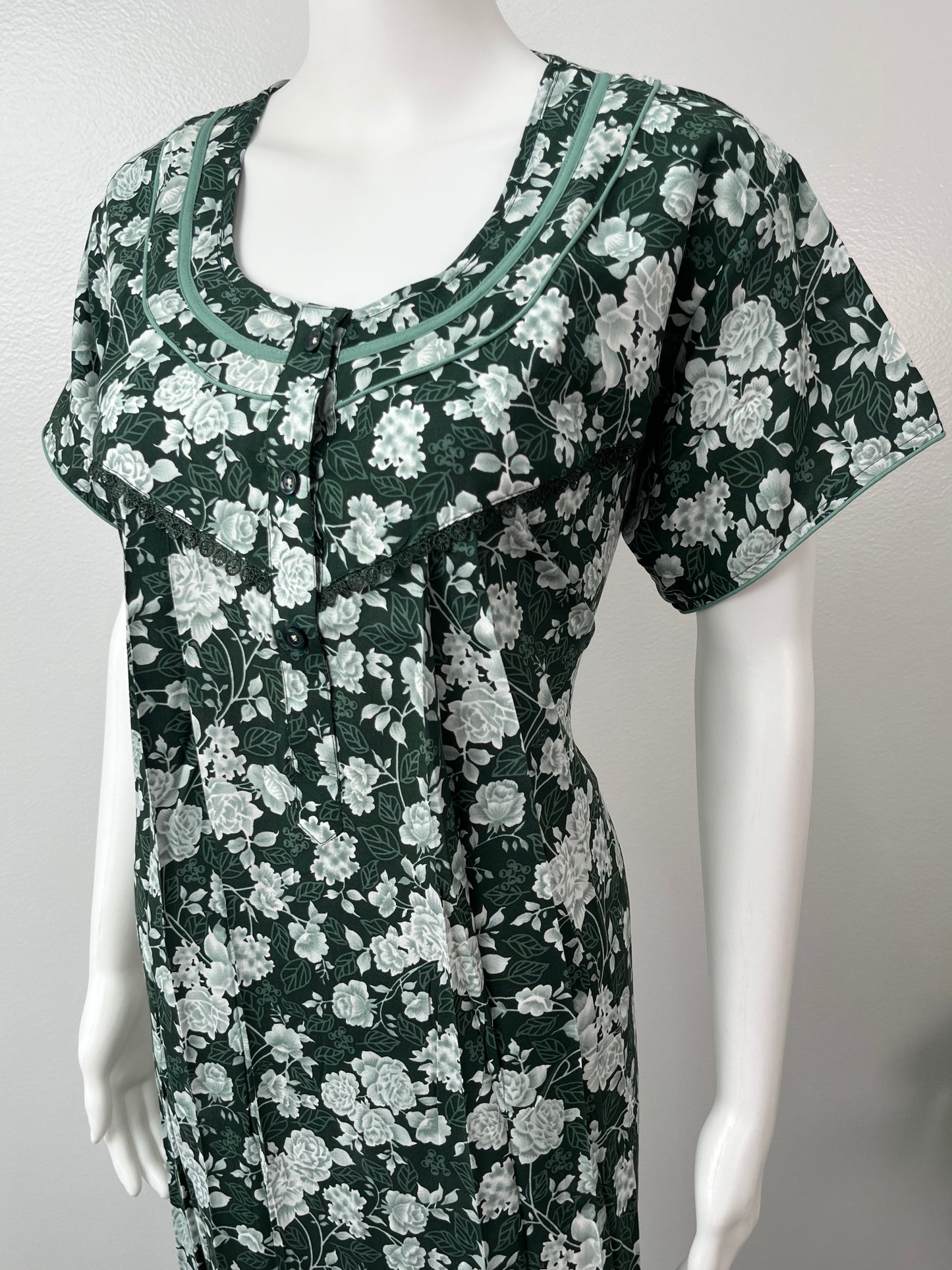 Bottle Green Rayon Nighty Soft Elegant