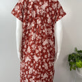 Red Printed Rayon Nightgown for Women