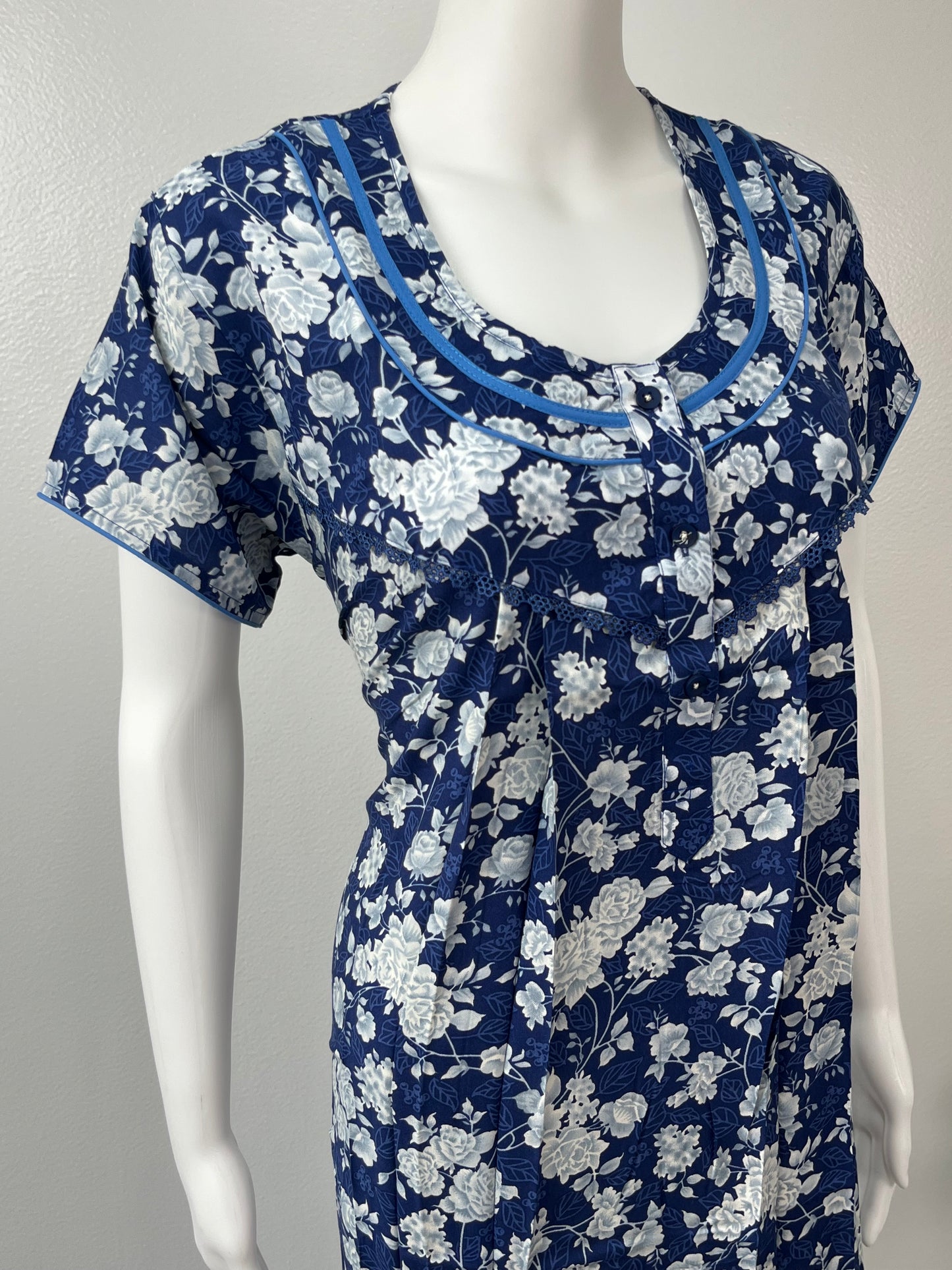 Royal Blue Premium Rayon Fabric Nightgown Soft, Lightweight & Perfect for Indian Weather