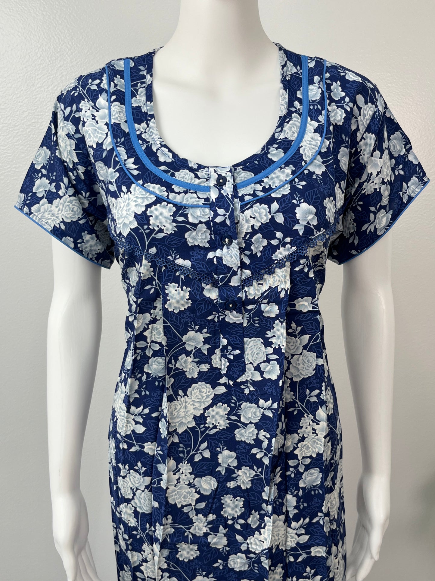 Royal Blue Premium Rayon Fabric Nightgown Soft, Lightweight & Perfect for Indian Weather