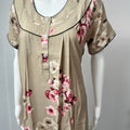 Beige Floral Printed Rayon Nighty for Women