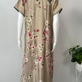 Beige Floral Printed Rayon Nighty for Women
