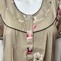 Beige Floral Printed Rayon Nighty for Women