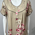 Beige Floral Printed Rayon Nighty for Women