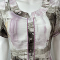 White & Violet Printed Rayon Nightgown for Women