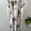 White & Violet Printed Rayon Nightgown for Women