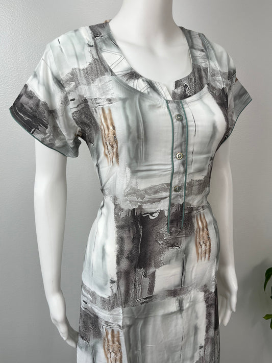 Black & White Rayon Fabric Nighty Silky Texture