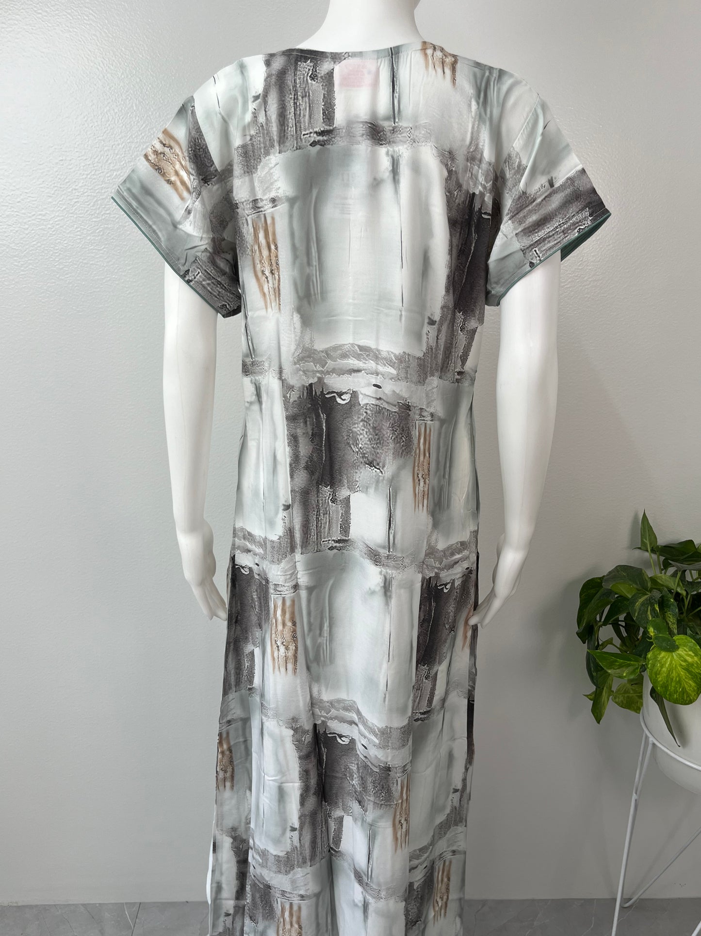 Black & White Rayon Fabric Nighty Silky Texture