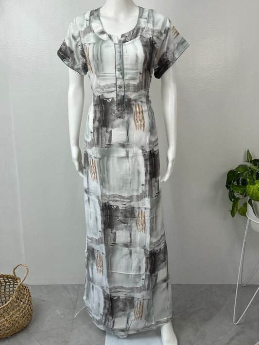 Black & White Rayon Fabric Nighty Silky Texture