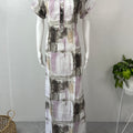 White & Violet Printed Rayon Nightgown for Women
