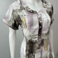 White & Violet Printed Rayon Nightgown for Women