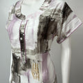 White & Violet Printed Rayon Nightgown for Women