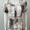 White & Violet Printed Rayon Nightgown for Women
