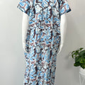 Sky Blue Printed Nightgown Elegant with Lace
