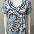 Sky Blue Printed Nightgown Elegant with Lace