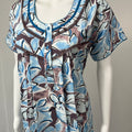 Sky Blue Printed Nightgown Elegant with Lace