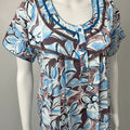 Sky Blue Printed Nightgown Elegant with Lace