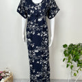 Navy Blue Rayon Satin Fabric Nightgown