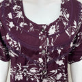 Wine Floral Rayon Satin Fabric Nighty for Women