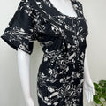 Black Pleated Style Rayon Satin Fabric Nightgown