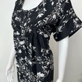 Black Pleated Style Rayon Satin Fabric Nightgown