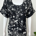 Black Pleated Style Rayon Satin Fabric Nightgown
