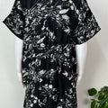 Black Pleated Style Rayon Satin Fabric Nightgown