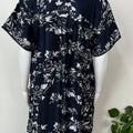 Navy Blue Rayon Satin Fabric Nightgown