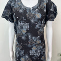 Black & Gray Umbrella Style Nighty in Rayon Fabric