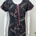 Black Floral Frock Style Rayon Fabric Nightgown