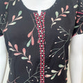 Black Floral Frock Style Rayon Fabric Nightgown