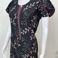 Black Floral Frock Style Rayon Fabric Nightgown