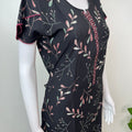 Black Floral Frock Style Rayon Fabric Nightgown