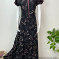 Black Floral Frock Style Rayon Fabric Nightgown
